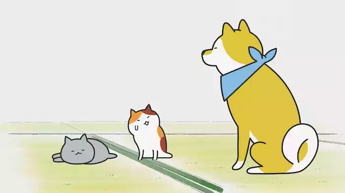 「子猫が2匹、犬が1匹」